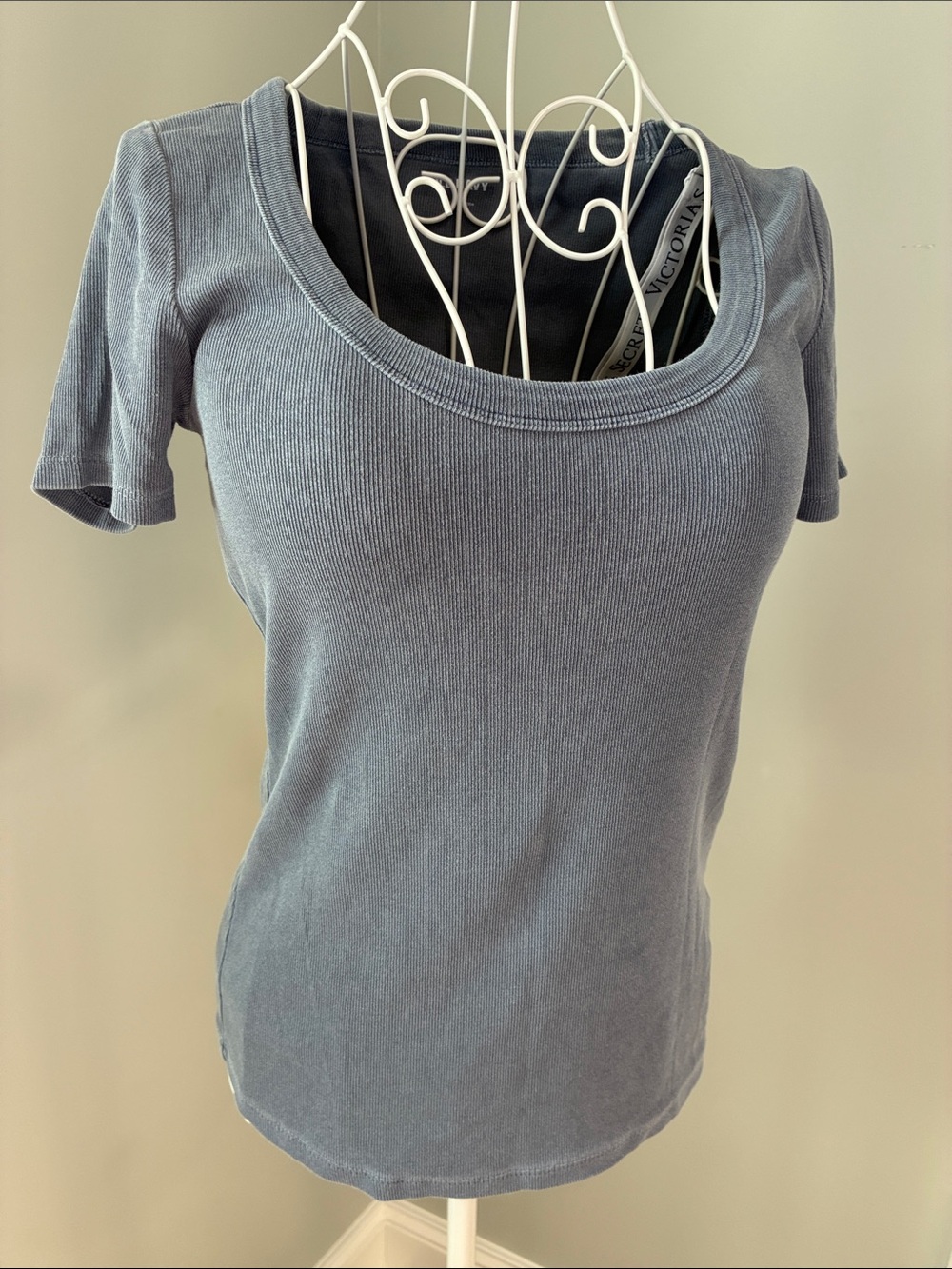 Old Navy Ribbed Scoop Neck Short Sleeve Tee - Slate Blue
